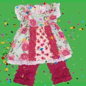 5/$50 Floral Top & Pink Capri Leggings Sizes 6/12 Months & 4T. NEW